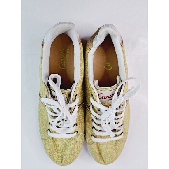 Lands End Canvas Shoes Sneakers Lime Green Citrus Floral Women's Size 8 B - Picture 6 of 8